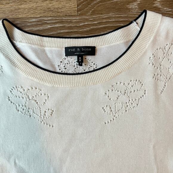 Rag & Bone Adriana Eyelet Border Black Trim Jumper Sweater - Picture 2 of 10